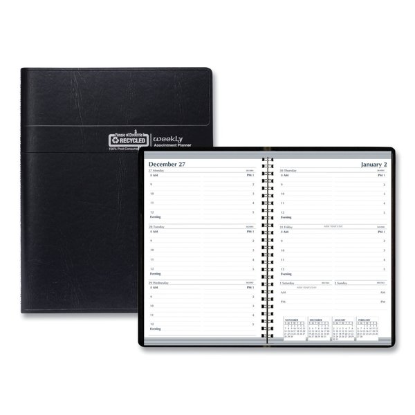 House Of Doolittle Recycled Weekly Appointment Book, 8 x 5, Black Cover, 12-Month (Jan to Dec): 2022 278-02